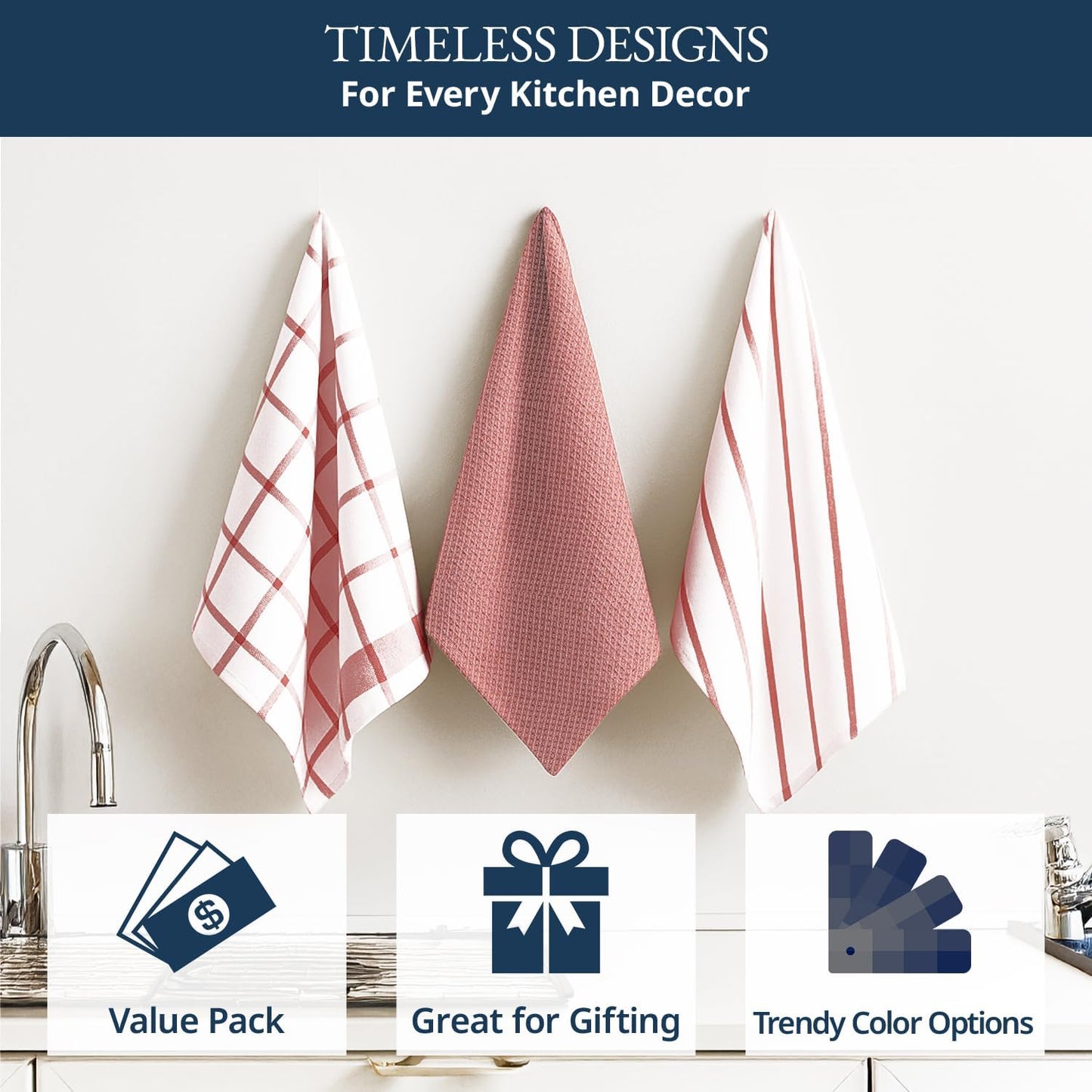 LANE LINEN Kitchen Towels Set of 12-100% Cotton, Quick-Drying 18” x 28” Absorbent Dish & Tea Towels, Premium Hand