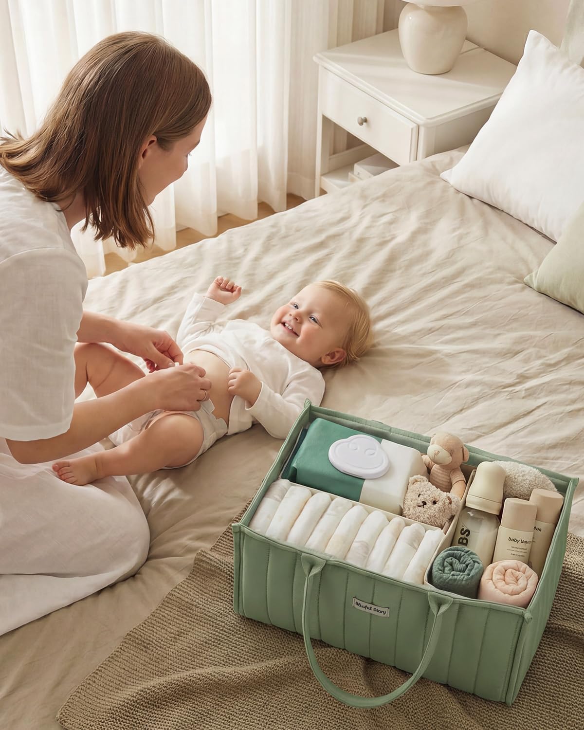 Baby Diaper Caddy Organizer / Sage Green