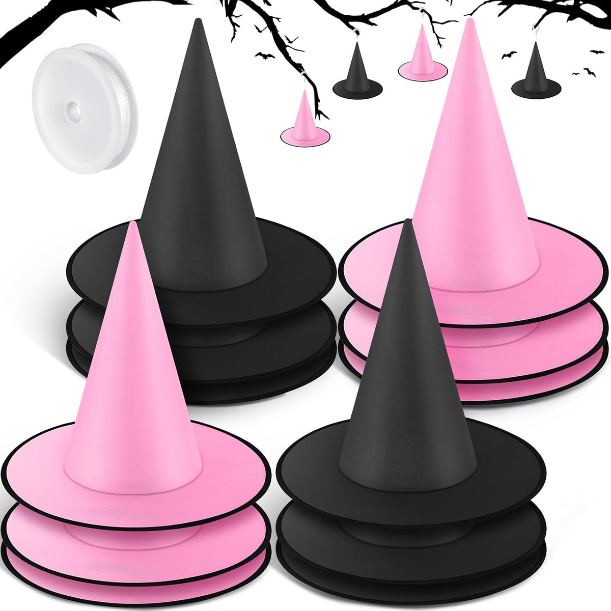 Suhine 12 Pcs Halloween Witch Hat Decor