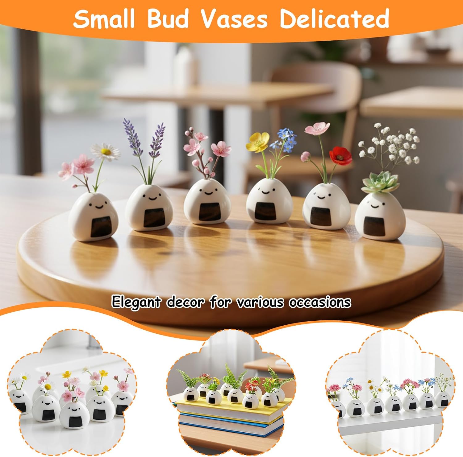 Handmade Ceramic Rice Ball Miniature Vases / Set of 12
