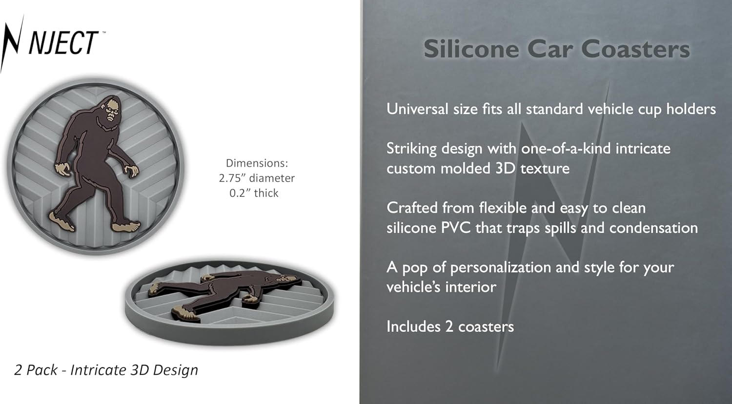 Sasquatch Bigfoot Walking Pose Automotive 3D Textured Silicone Coasters / Sasquatch Walk