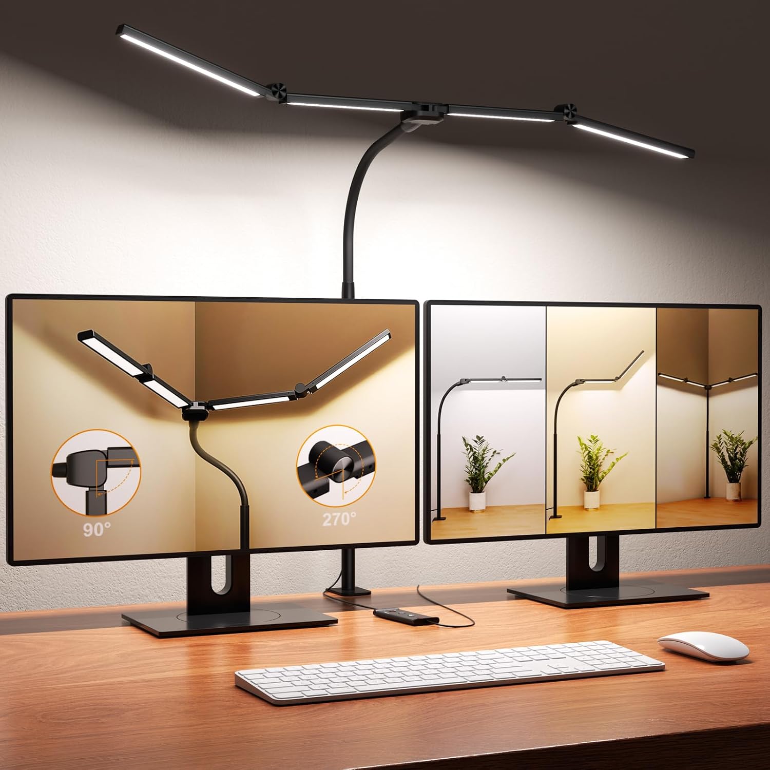 LED Desk Lamps for Home Office, Adjustable Swing Arm Desk Lamp with Clamp | Gooseneck Tall Clip on Desk Light for