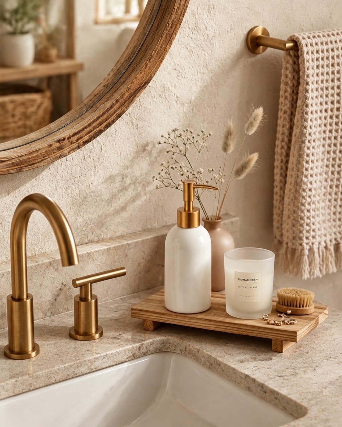 Farmhous Boho Bathroom Decor Organizer