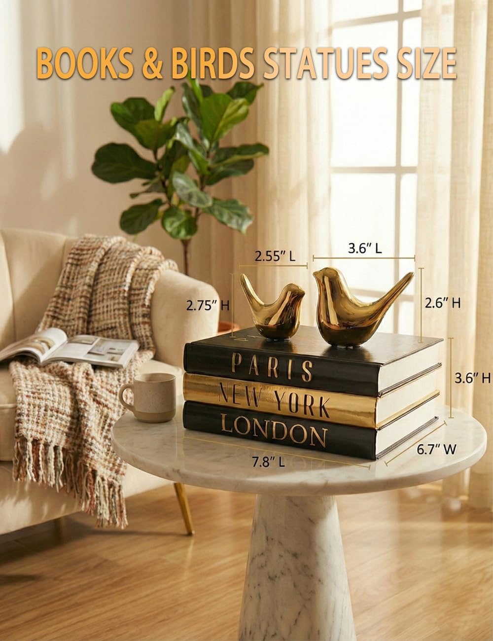 Decorative Books / Real Hardcover Decorative Books Paris / Set of 3