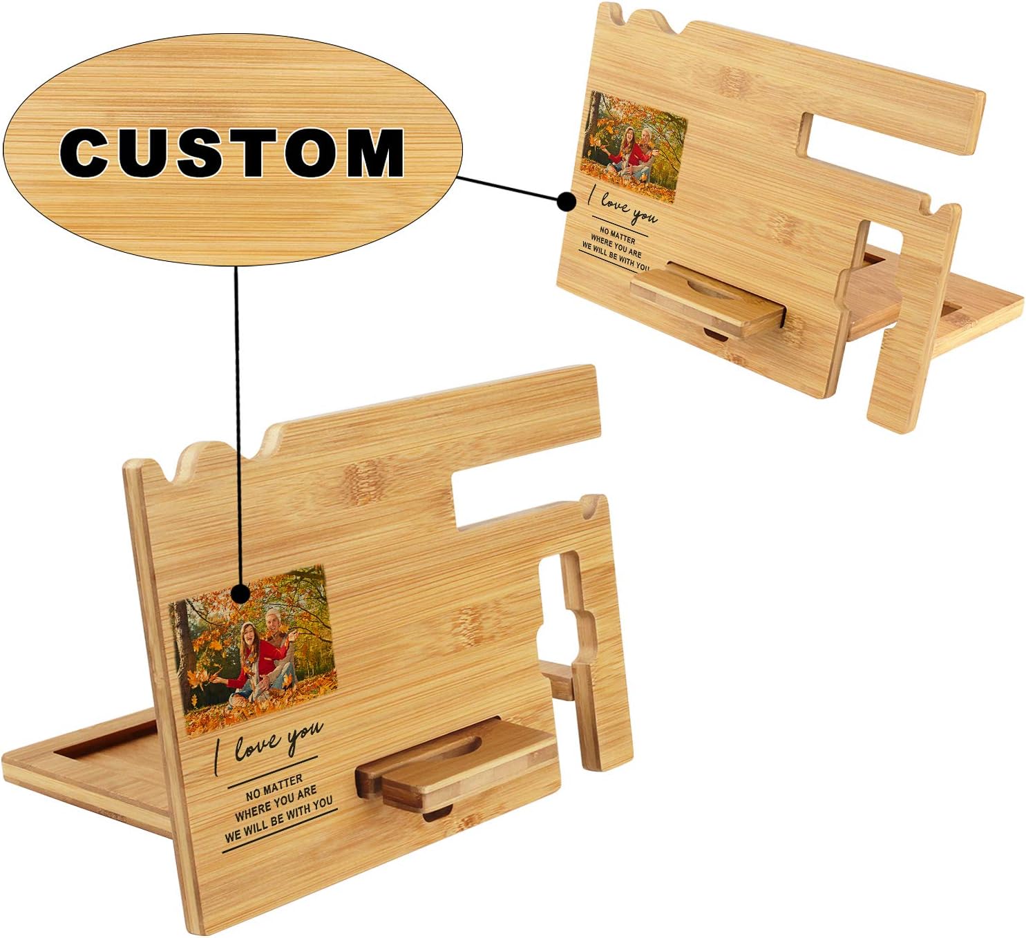 awofer Valentine's Day Gift for Him - Wood Phone Docking Station for Men Personalized for Husband Boyfriend - Birthday