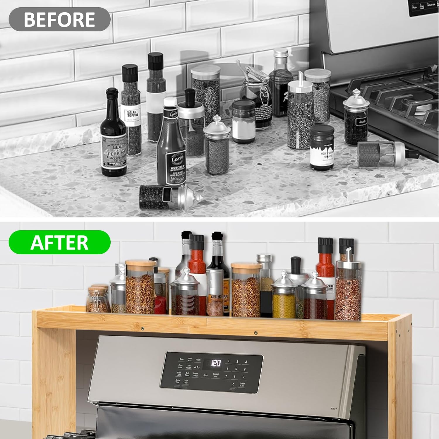 Over the Stove Spice Shelf for Kitchen,33" Over Stove Spice Rack Organizer | Stove Top Shelf, Stove Shelf for Back of