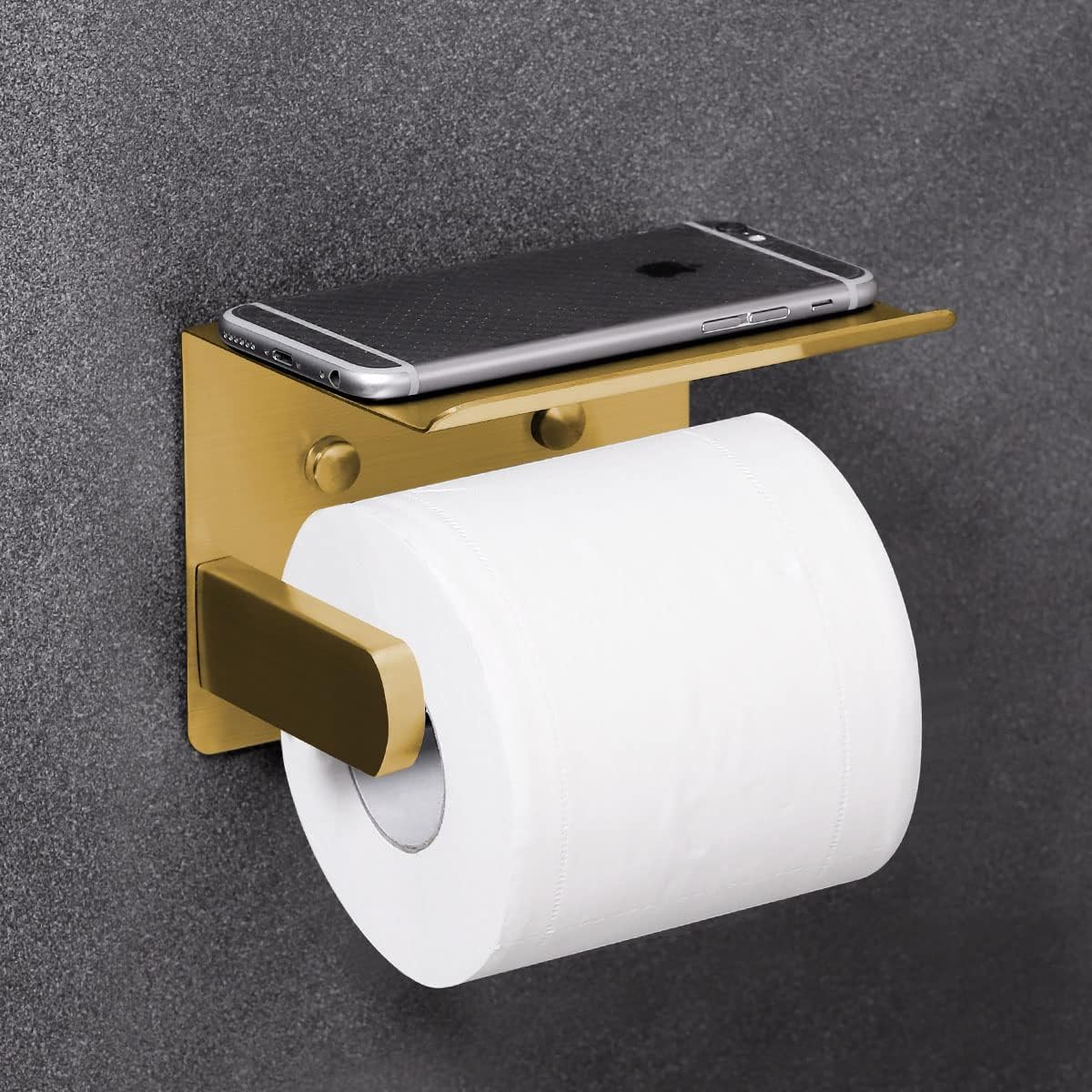 VAEHOLD Self Adhesive Toilet Paper Holder with Phone Shelf Stainless Steel Wall Mounted Toilet Paper Roll Holder