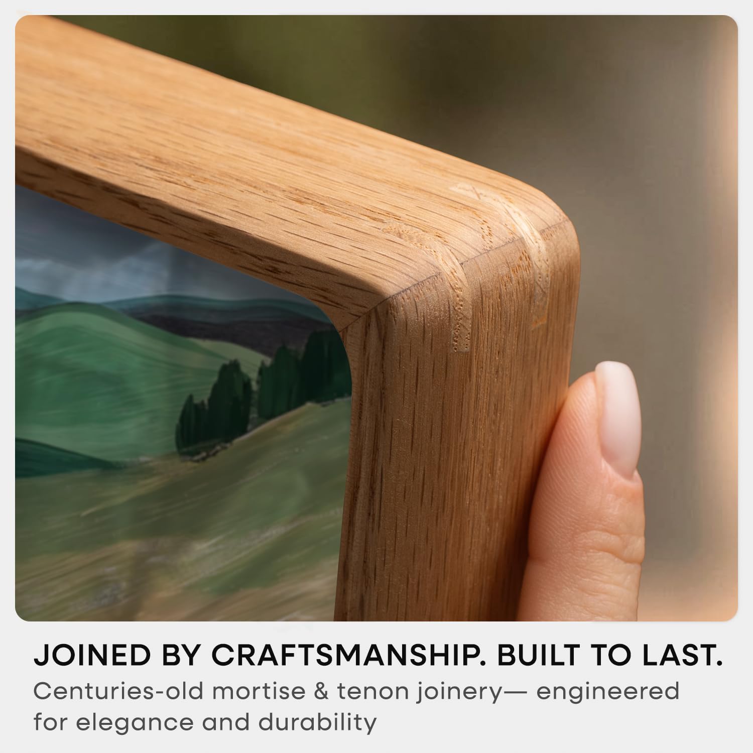 24x30 Mortise&Tenon Natural Oak Picture Frame, 18x24 Mat, Glass | High End Solid Oak Wood, Tempered Glass, Acid-Free