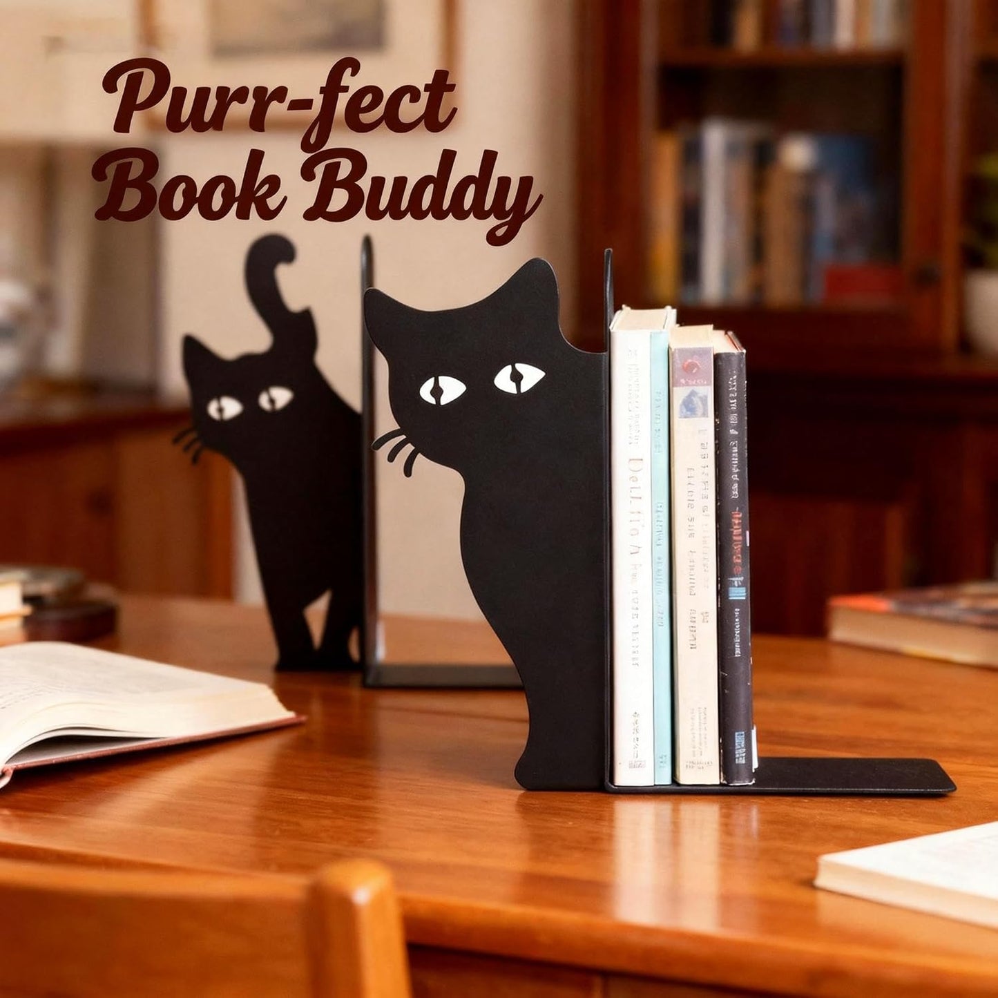 Heavy Duty Metal Bookends for Study & Office Bookshelf / Set of 2
