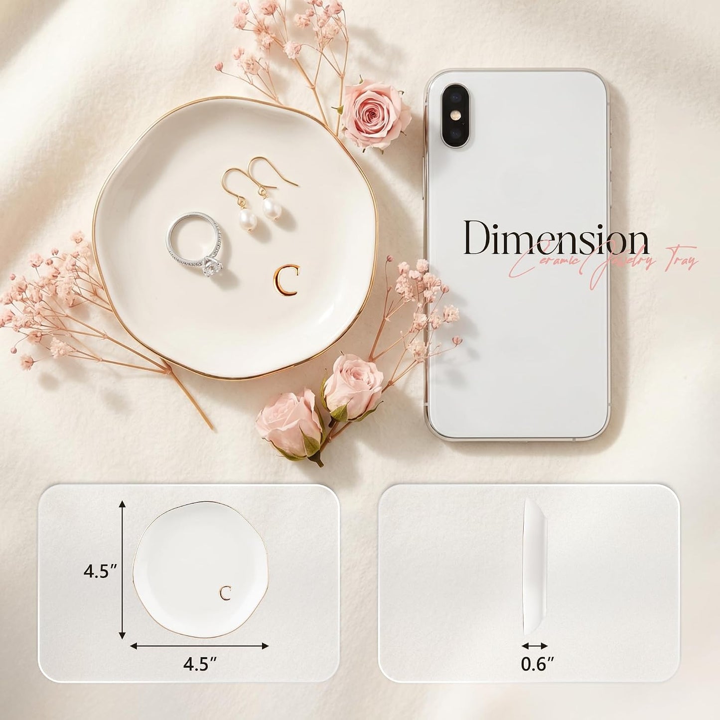 Ceramic Jewelry Tray / C / White