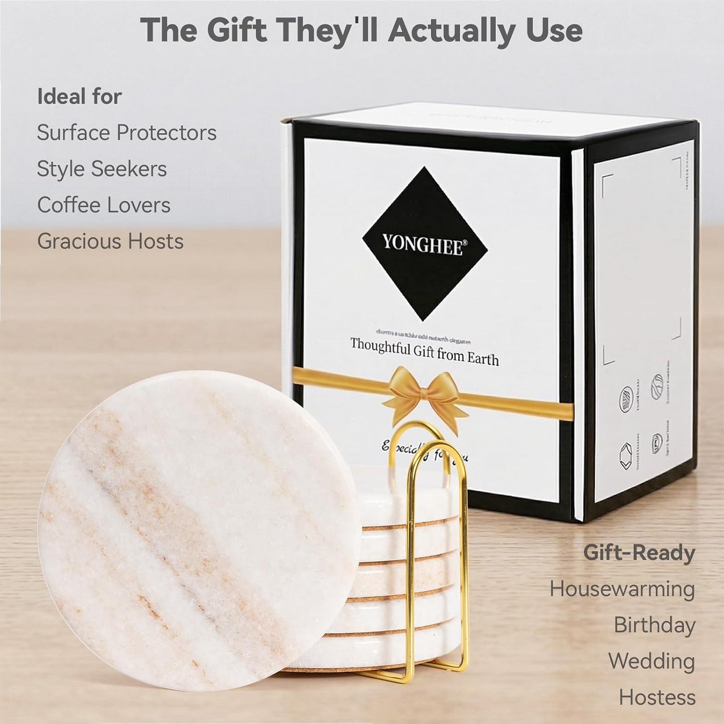 Holder / Neutral Drink Coasters / Creamy White / Set of 6