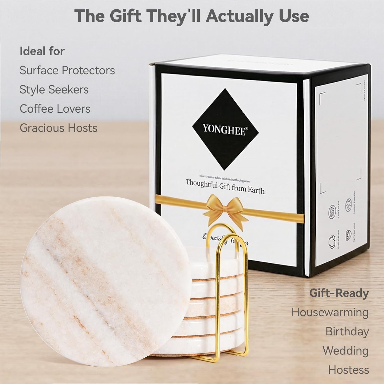 Holder / Neutral Drink Coasters / Creamy White / Set of 6