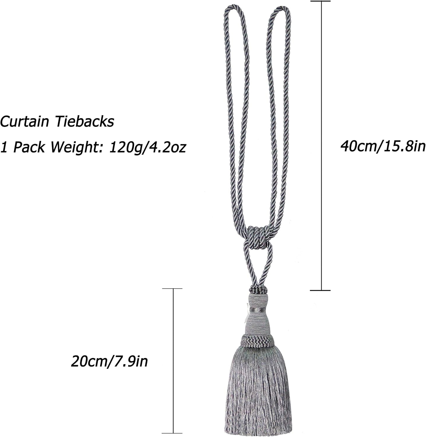 BEL AVENIR 4 Pack Curtain Tiebacks Tassel Drapery Tie-Backs Rope Holdbacks | Handmade, Home Office Hotel Decorative