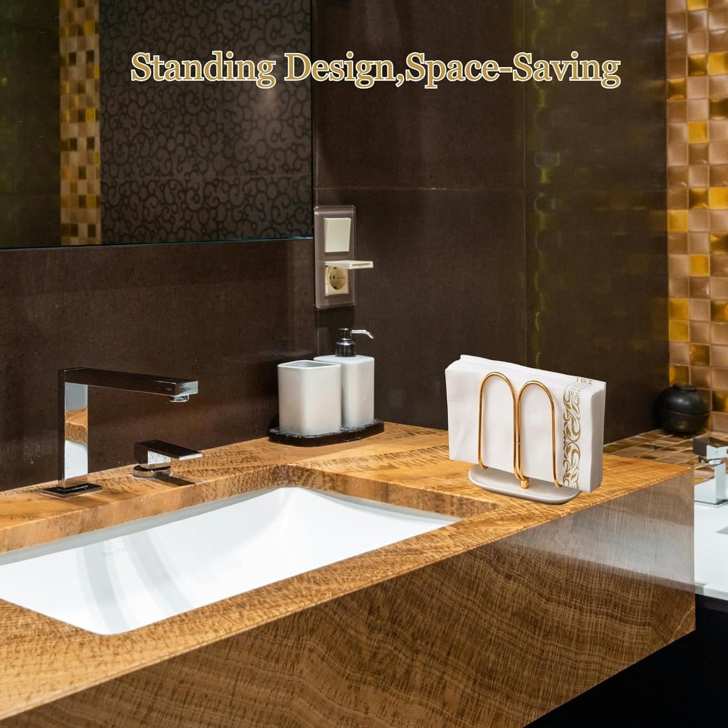 Modern Disposable Hand Guest Towel Holder / Gold