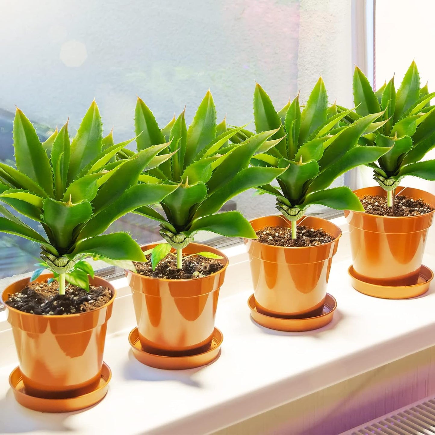 Artificial Succulents Plants Large Fake Faux Unpotted Artificial Succulents / Green / Set of 4