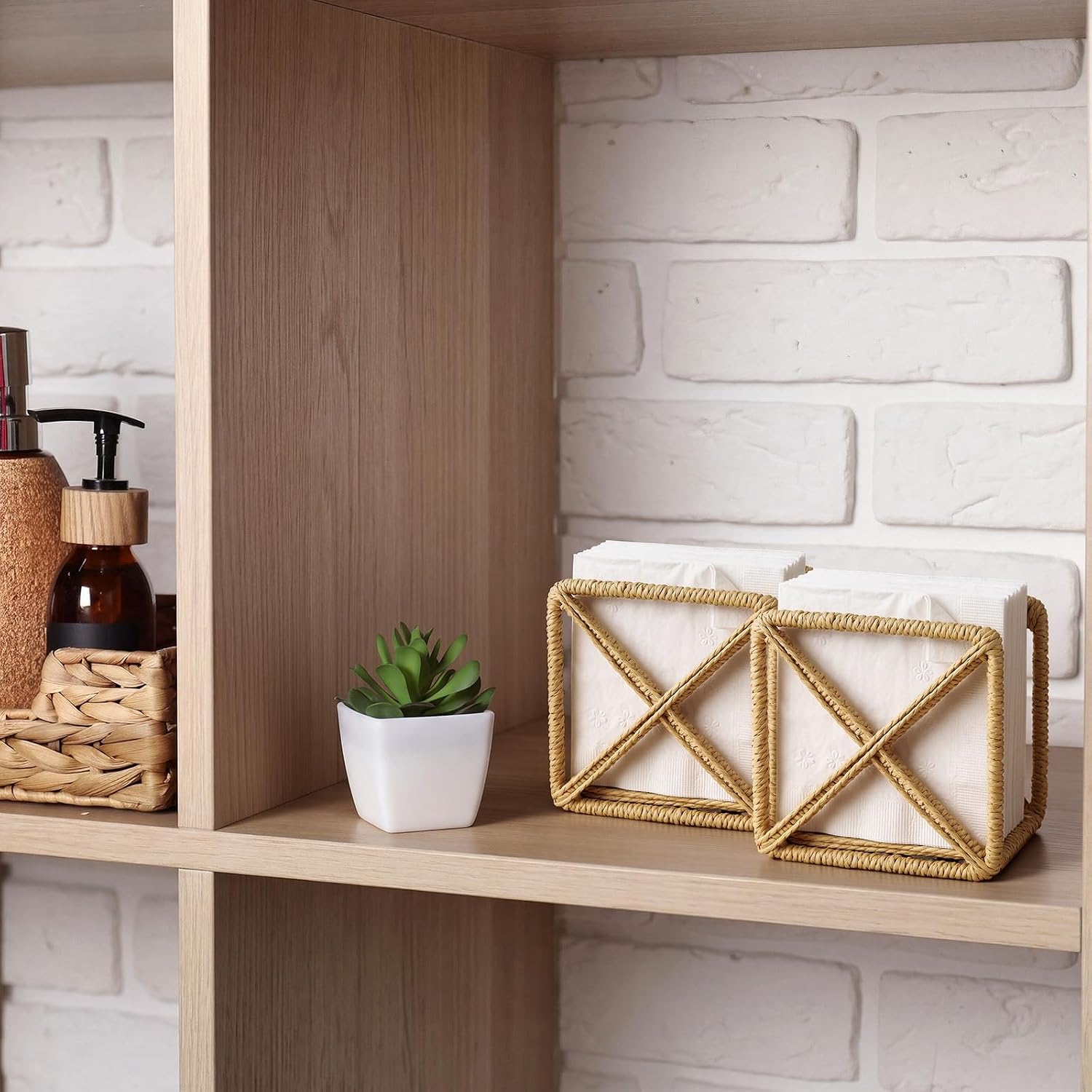 Rattan Napkin Holder Square Wicker Napkin Holder / Set of 2