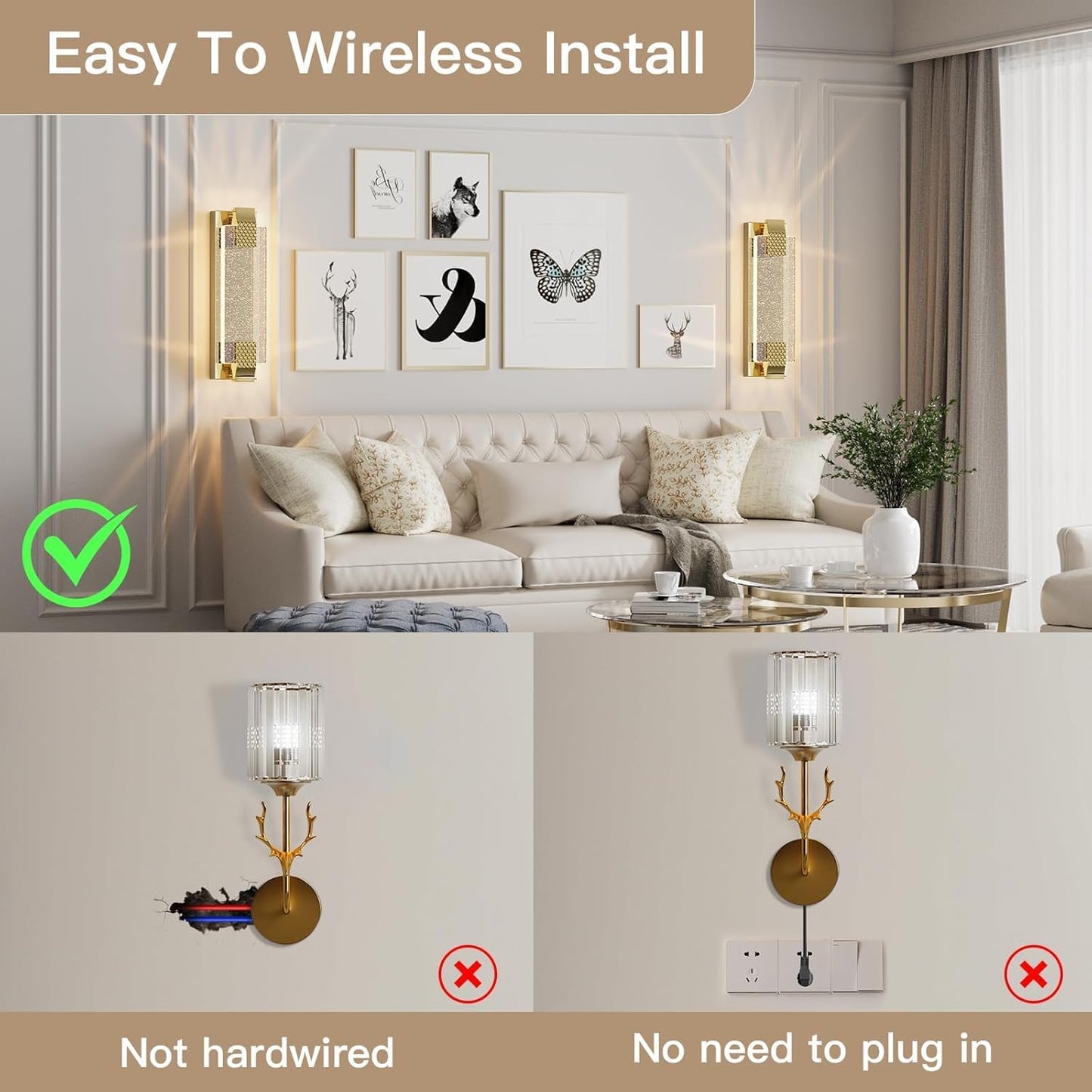 camuucci Battery Operated Wall Sconce, Rechargeable Wall Light 1 Pack | Cordless Wall Lamp，Not Hardwired Wall Fixture
