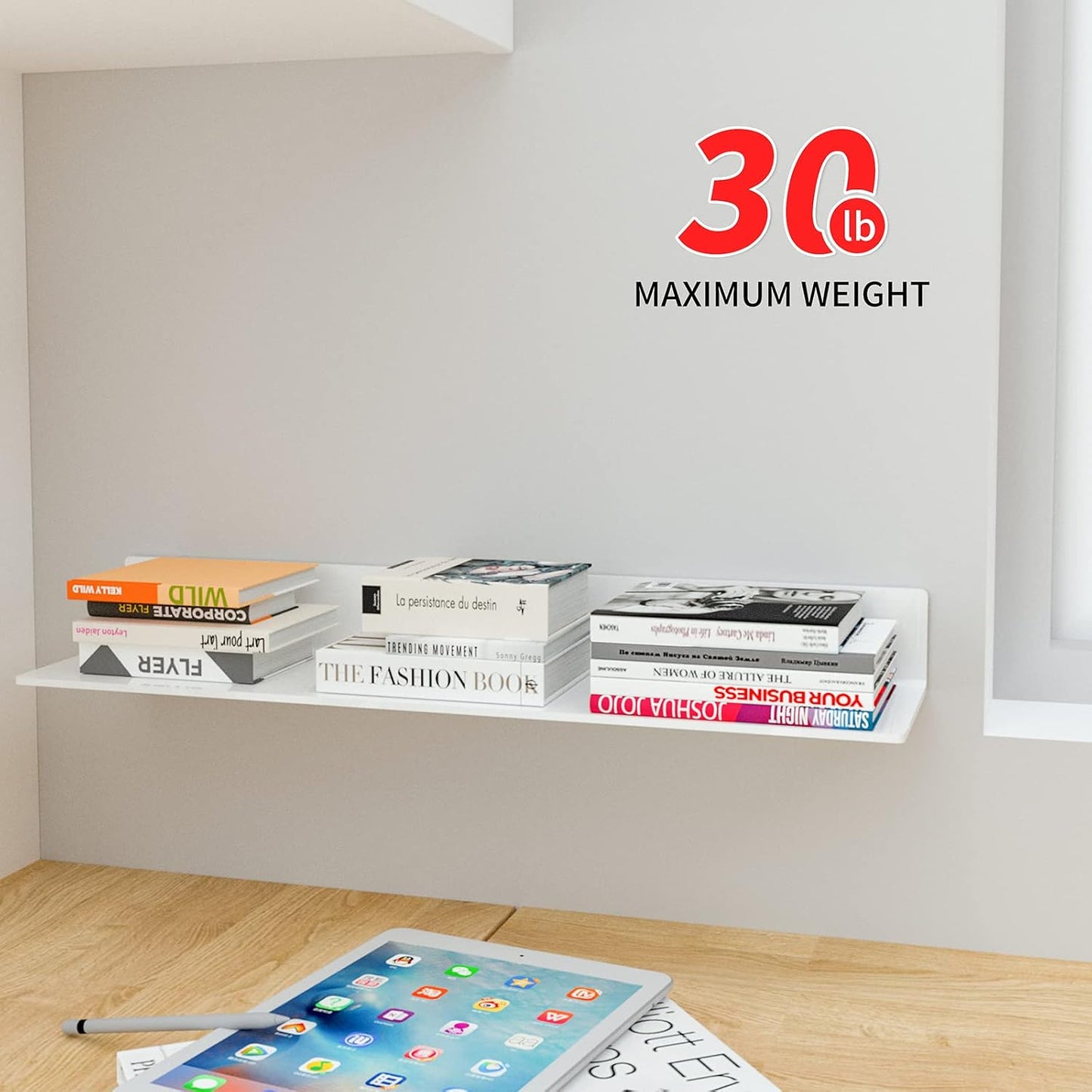Sezanrpt 24 Inches Acrylic Wall Shelves 2 Pack, Floating Shelf for Wall Mounting, Acrylic Display Ledges for Funko Pop
