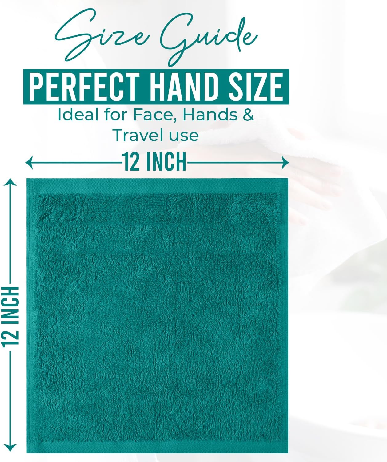 DAN RIVER 24 Pack Cotton Wash Cloths Set for Showering [12x12] Teal | Lighter Weight, Quick to Dry, Super Soft &