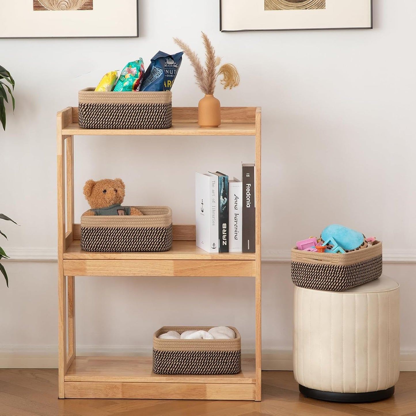 Small Bins / Organizer Baskets / Black/yellow / 11.8"*7.8"*4.7 / Set of 4