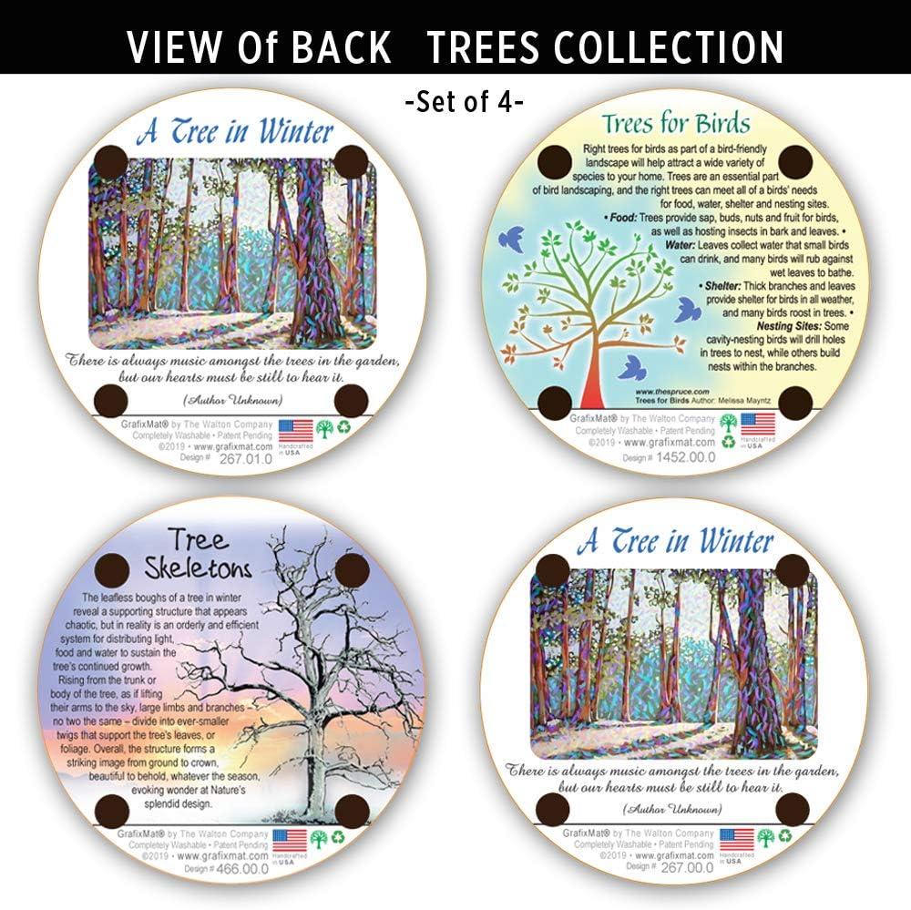 Dual Layer Won’t / Cork Coasters / Trees Art / Natural / Set of 4
