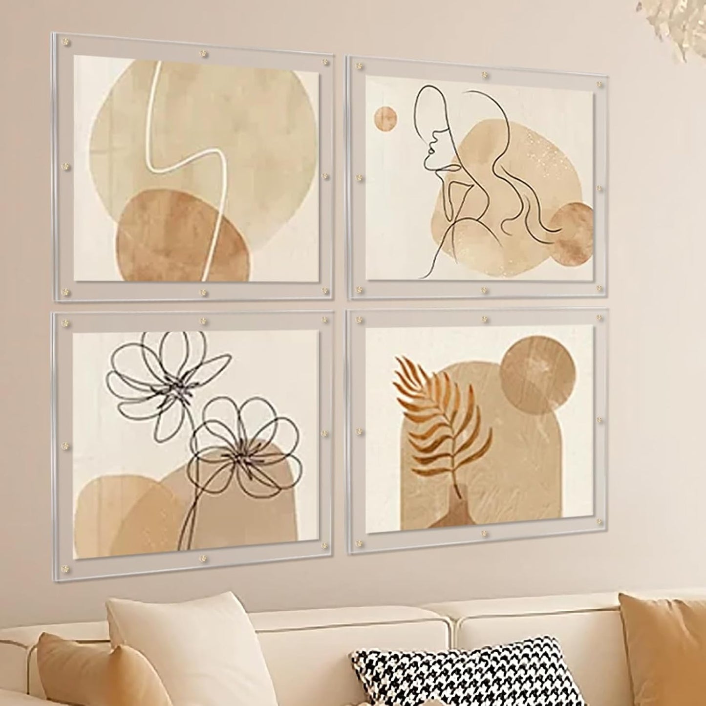 Kalami 18x24 Picture Frame Wall Mount Self Adhesive | Clear Acrylic No Drill Floating Frameless Poster Frame for Family