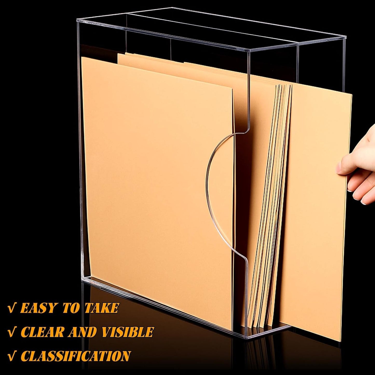 CroBlissful Acrylic Vinyl Record Holder Clear Acrylic Vinyl Storage Double Grid Crate Album Storage Holds up to 35-40