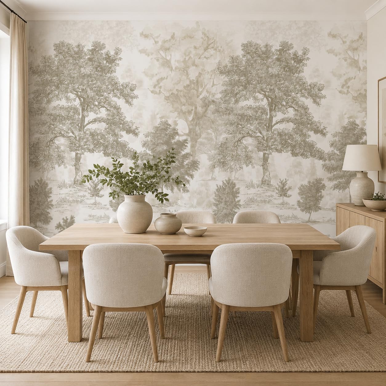 Vintage Forest Wall Murals Peel and Stick " Tree Wallpaper / 148 x 98 / Neutral / Beige