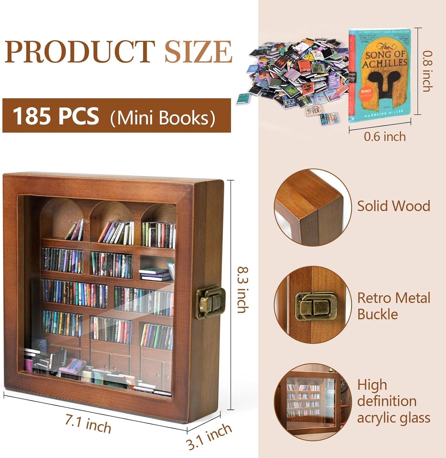 Decorative Miniature Library for Book / Walnut