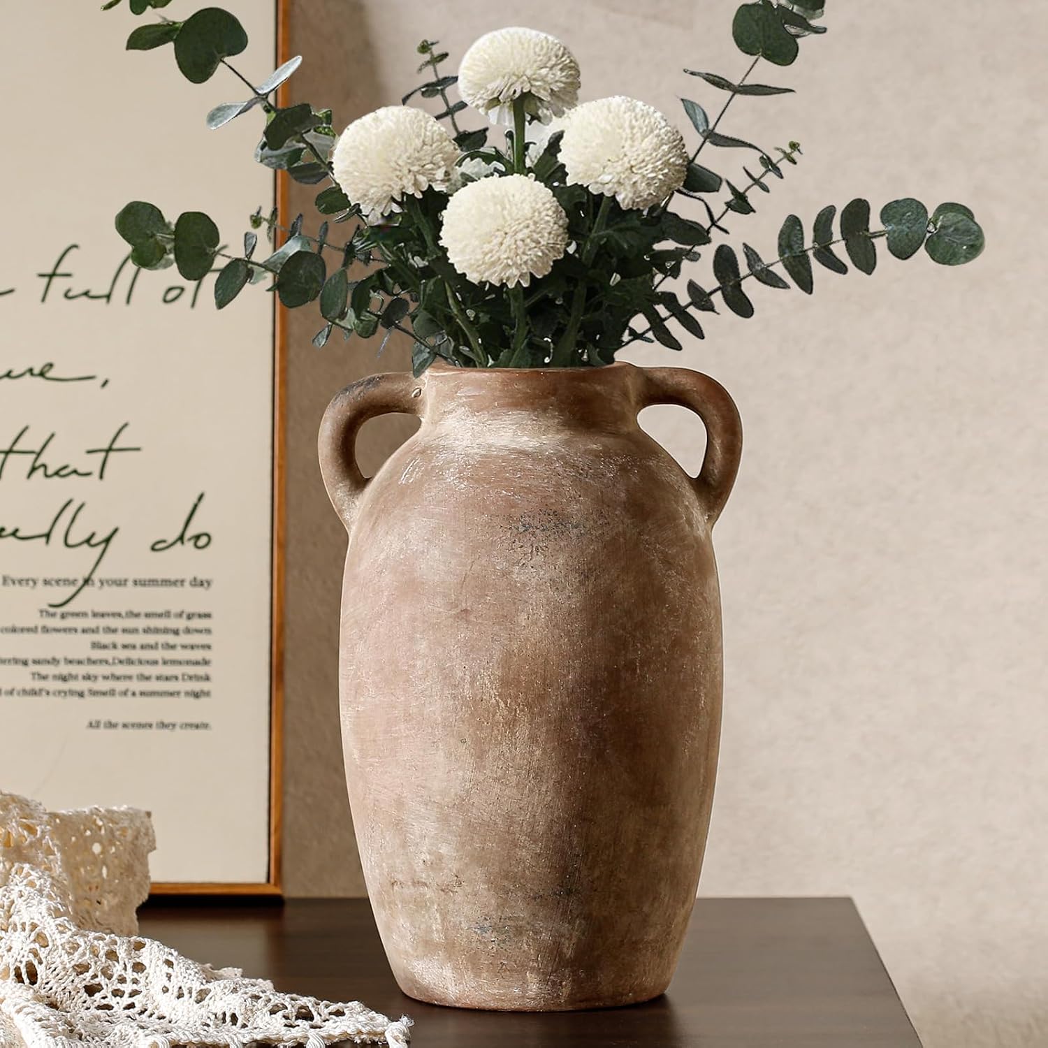 Ceramic Vase-Boho Decorative Vase / Brown