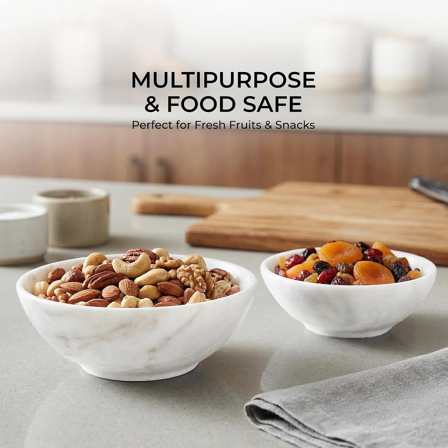 Ring Holder & Food Bowl for Snacks / White Gray - 5" & 6" Inch / 6 Inch / Set of 2