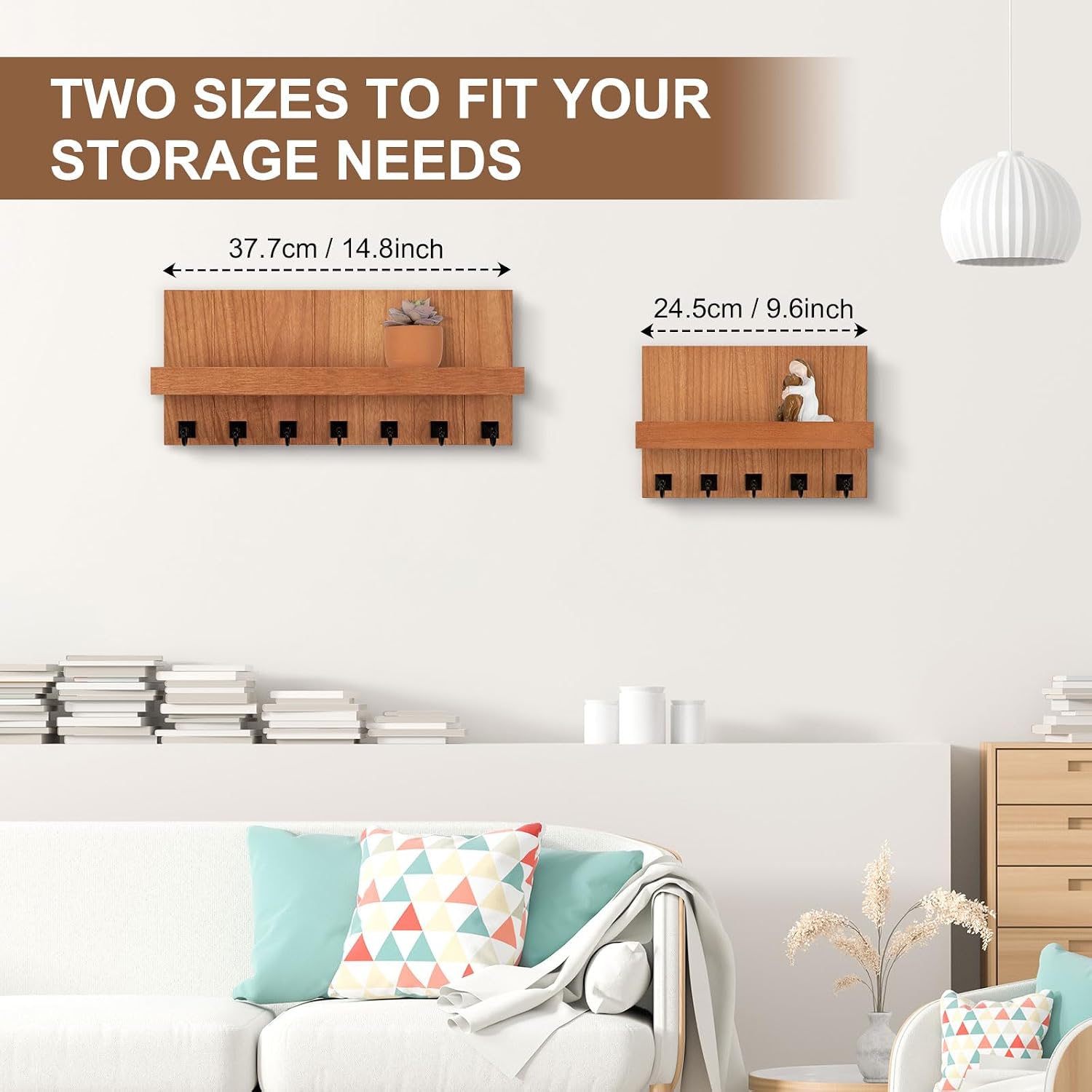 Key Holder / 5 Key Hooks / Wood / Standard - 9.6inch