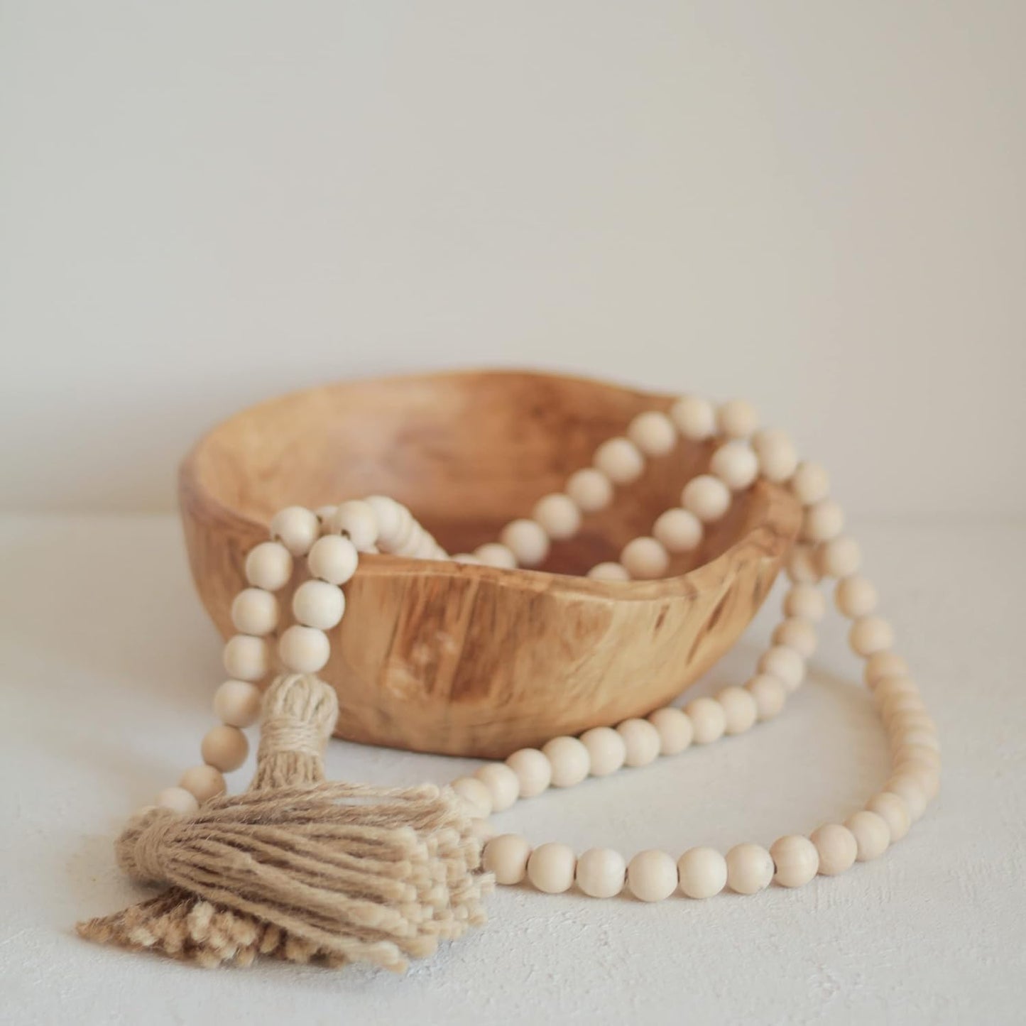 Wood Bead Garland / Natural / 8 Inch