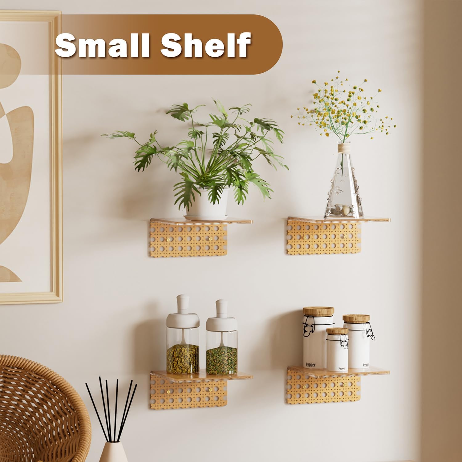 Boho Acrylic Wall Shelves / Clear / Set of 2