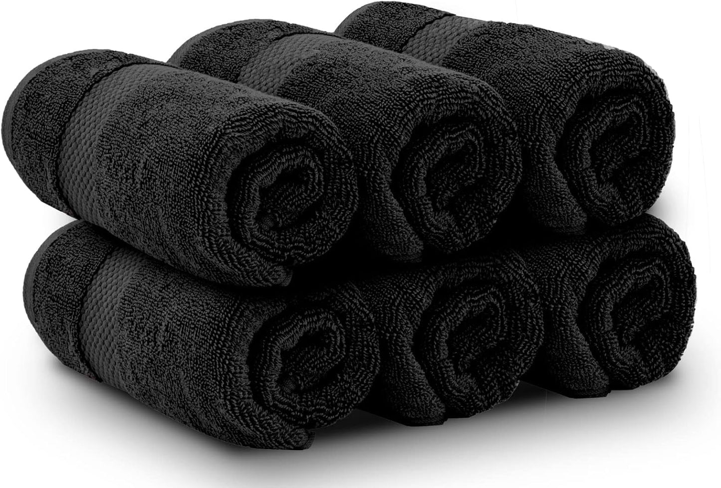 White Classic Luxury Black Hand Towels - Soft 100% Turkish Cotton | Highly Absorbent Hotel spa Bathroom Towel