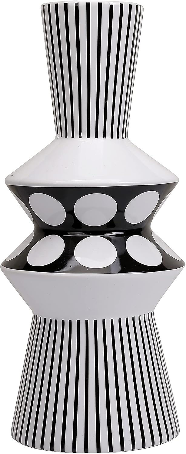 Flower vase Large and White Striped Geometric Ceramic Vase -Modern Vase Decoration. Home / Black