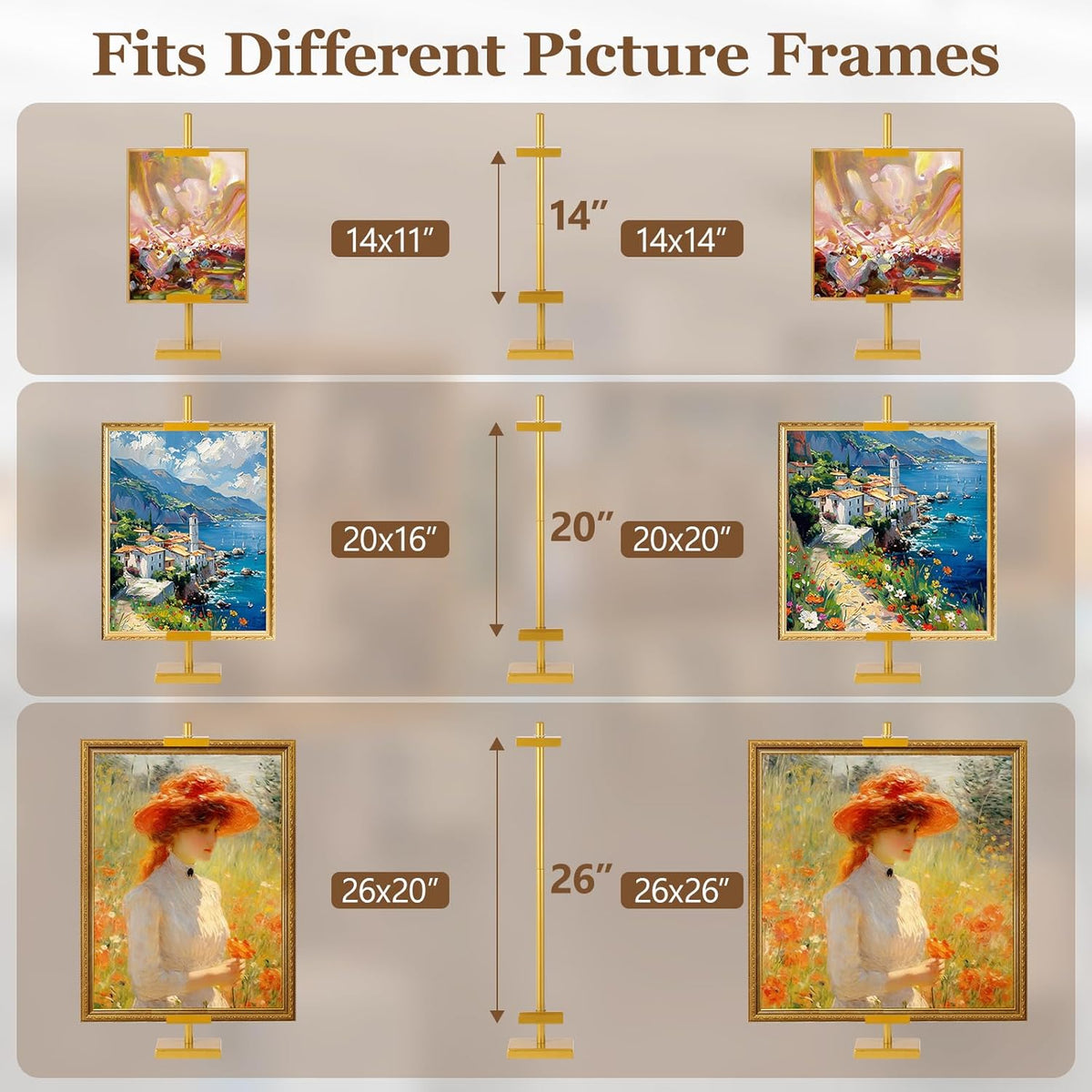 30'' Adjustable Tabletop Easel Stand, Gold Easel for Display | Steady and Elegant Picture Easels for Display, Picture