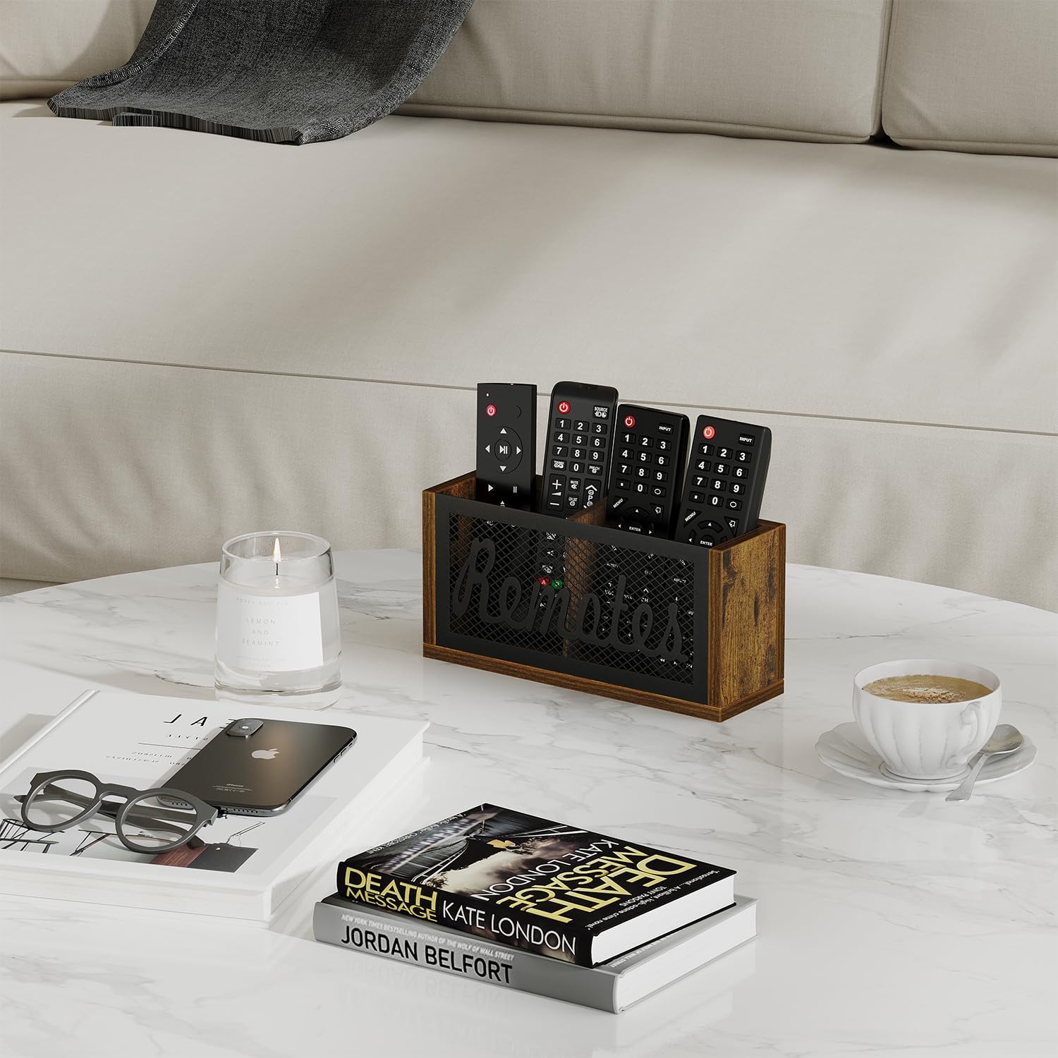 TV Remote Holder / Rustic Brown - Style A / Small