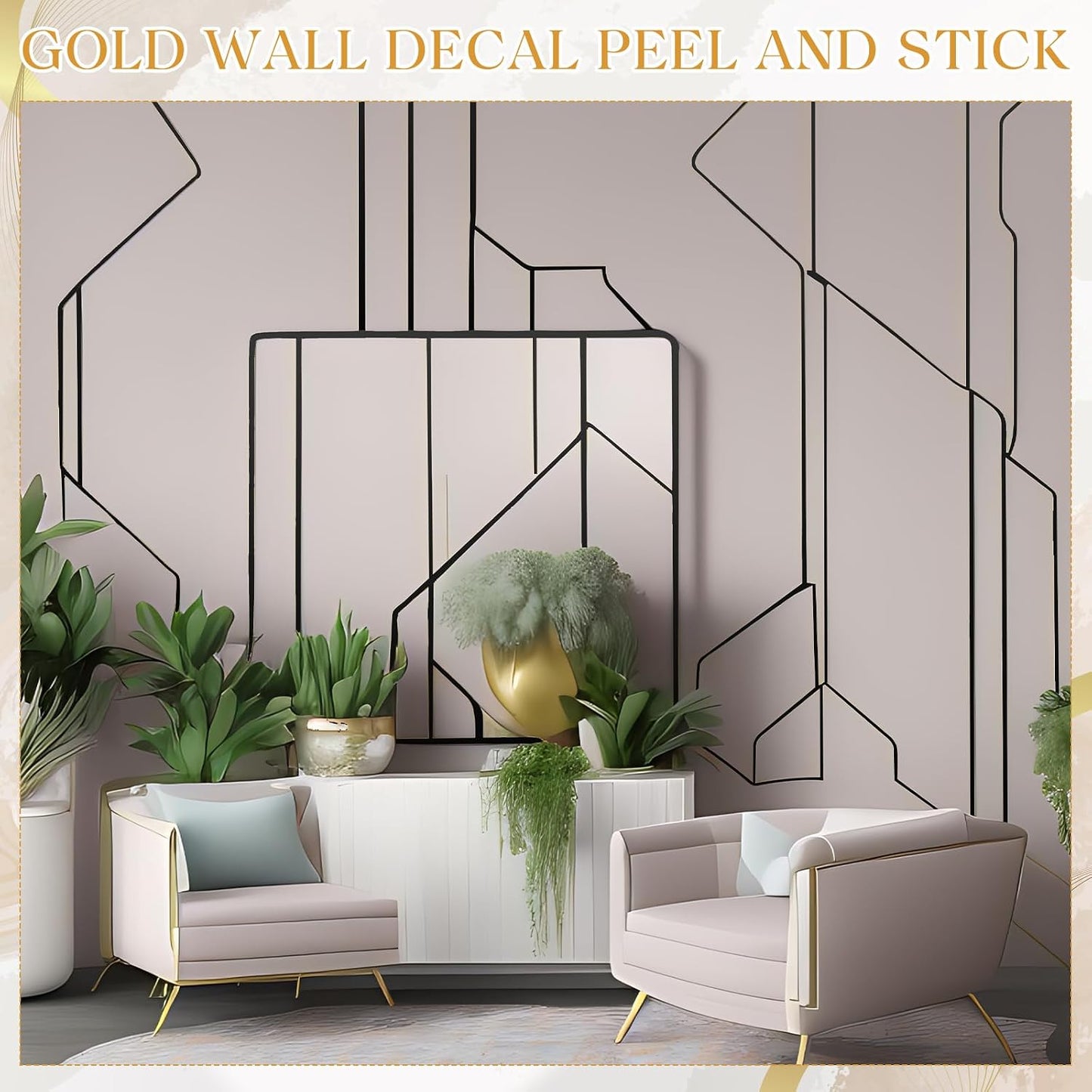 Wall Decals Peel and Stick Tape / Black / 70.8 x 1.2 / Set of 24