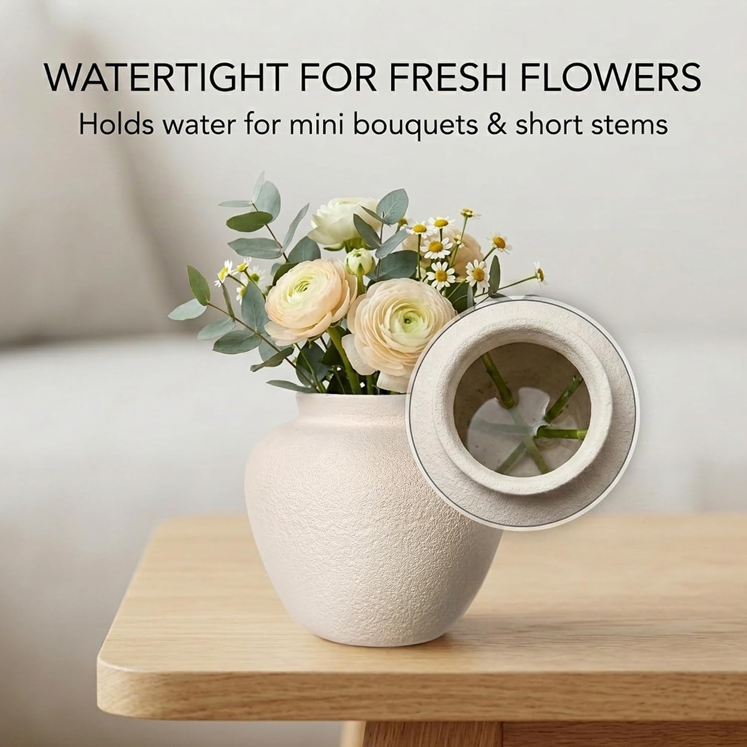 5.9" Small Round Ceramic Vase / 5.9" Small Round / White