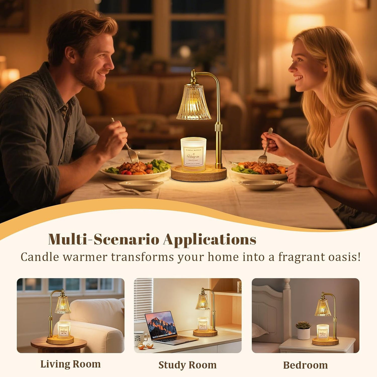 Hong-in Candle Warmer Lamp with Timer,Birthday Gifts for Women Mom Sister | Adjustable Height,Dimmable,Wax Melt Warmer