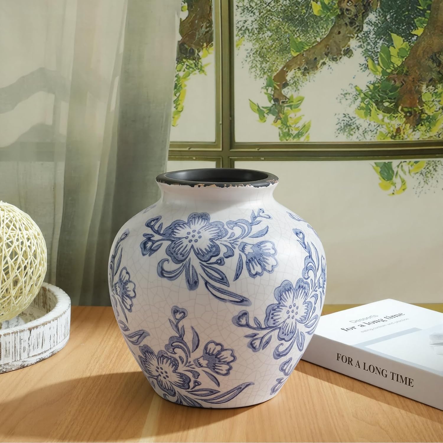 Ceramic Flower Vase Home Decor / 6.2"-blue and White / 6.2 Inch
