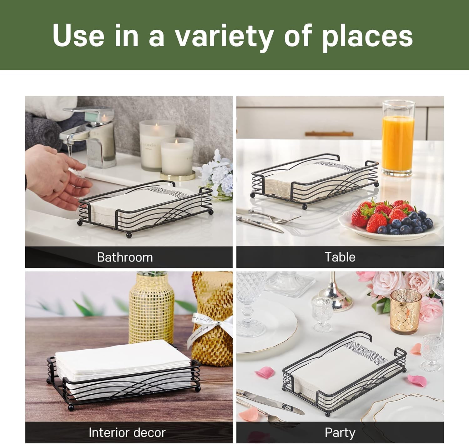 Black Tray / C - Black Napkin Holder for Bathroom / Guest Towel Holder