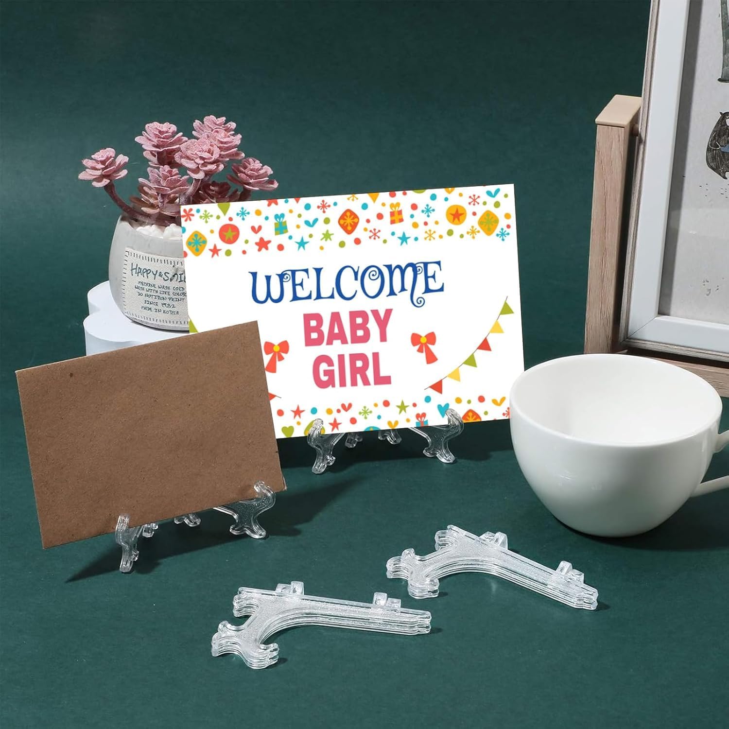 Mini Easel Stands Plastic Plate Stand Holder Display Picture Easel / Clear / 3 Inch / Set of 100