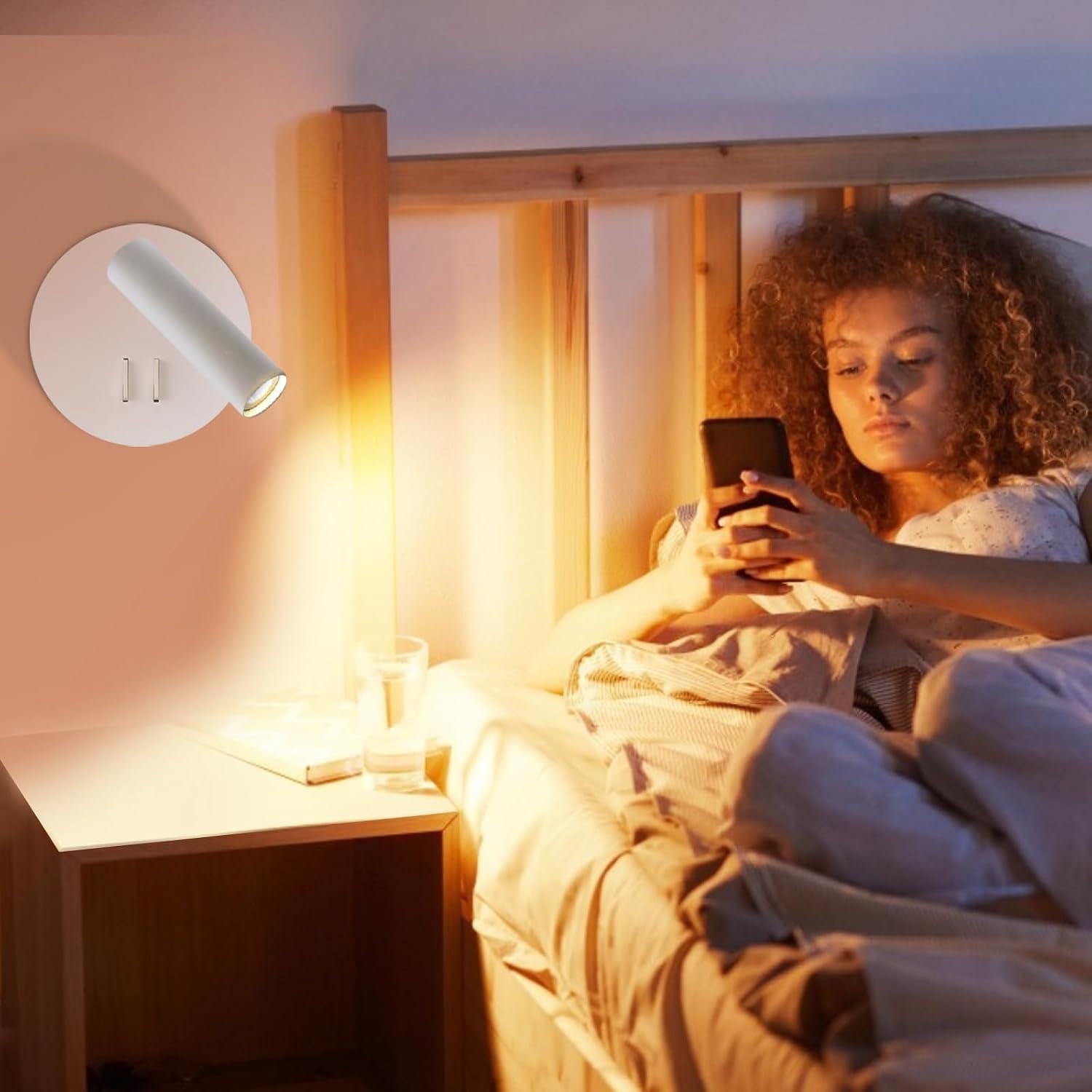 ZEROUNO Bedroom Wall Lamp with Switch Reading Light Hardwired Sconces Which Angle Adjustable for Bed-Side Interior