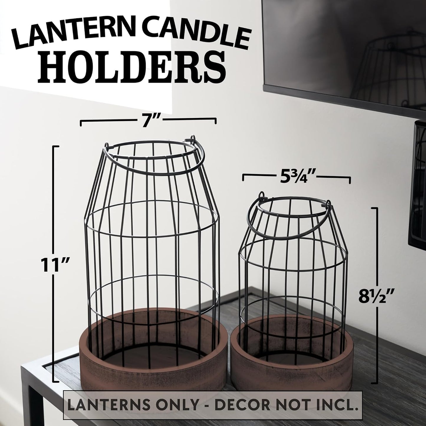 Rustic Farmhouse Lantern Decor Set of 2 - Stylish Decorative Lanterns | Modern Indoor/outdoor Coffee Table Decor for