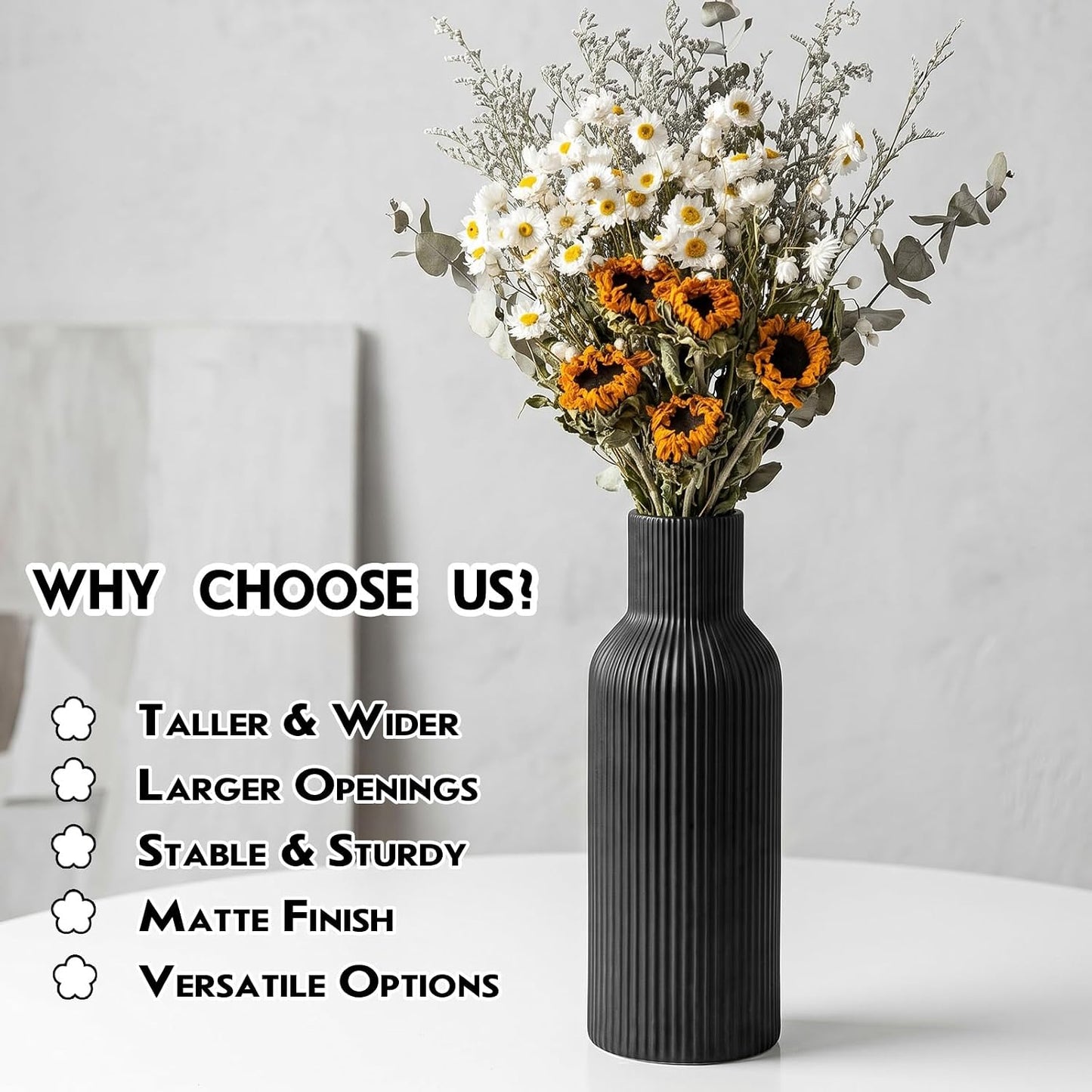 Tall Ceramic Vase / 1-piece-set / Large Black