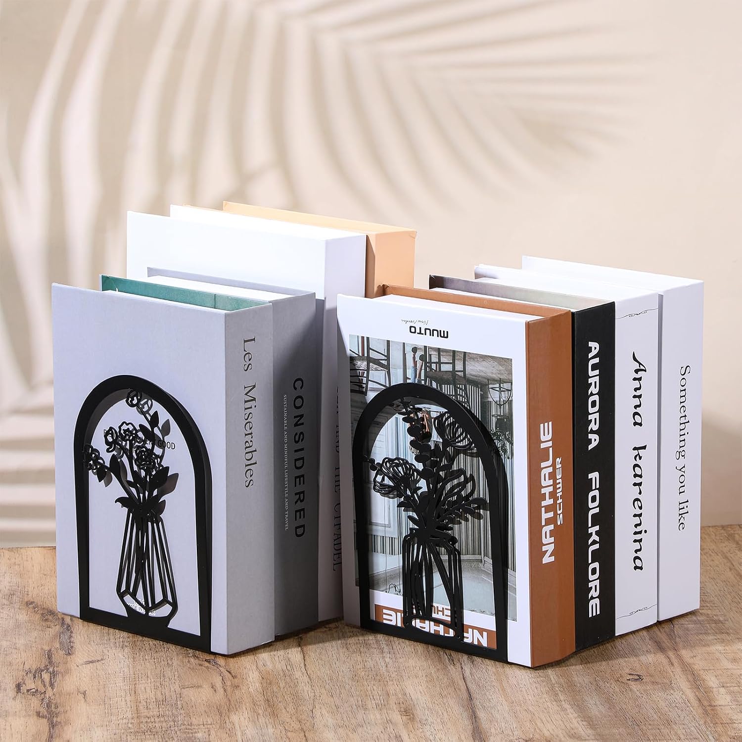 Decorative Metal Bookends / Flower Book Shelf Holder