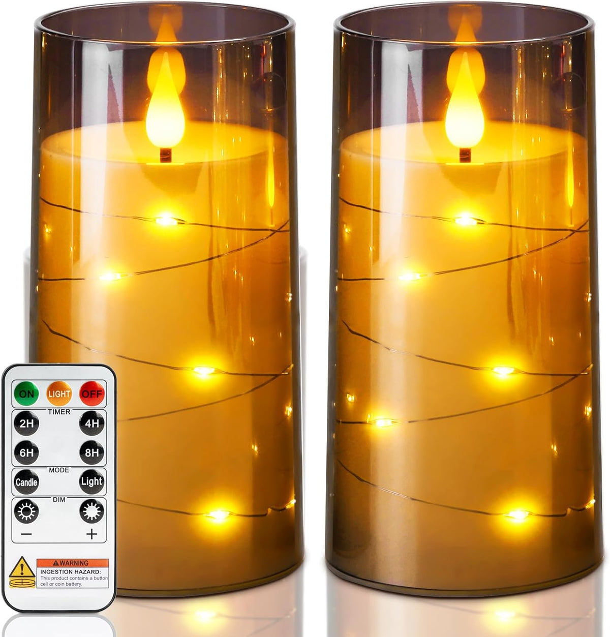Homemory 3"x6" Flameless Candles, Flickering LED Pillar Candles with Remote