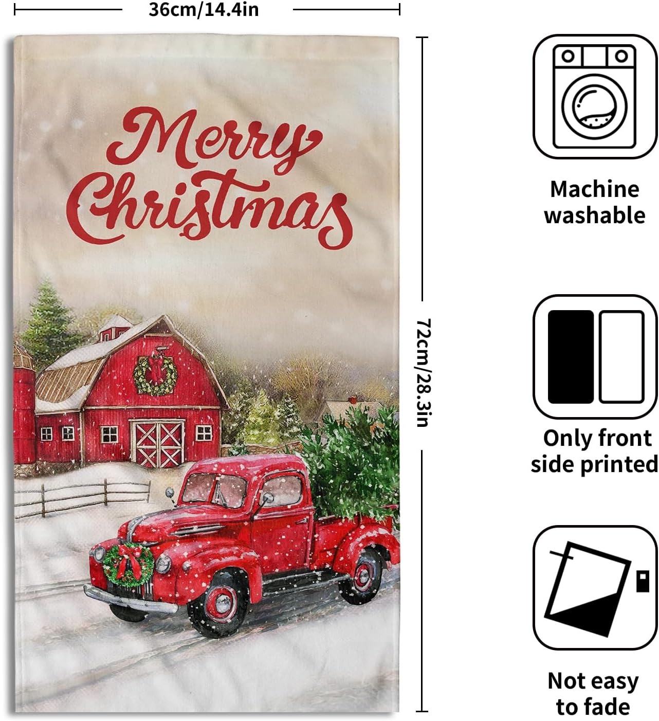 Giwawa Red Truck Hand Towels Christmas Holiday Soft Dish Towels Absorbent Quick Dry Face Fingertip Towels for Kitchen